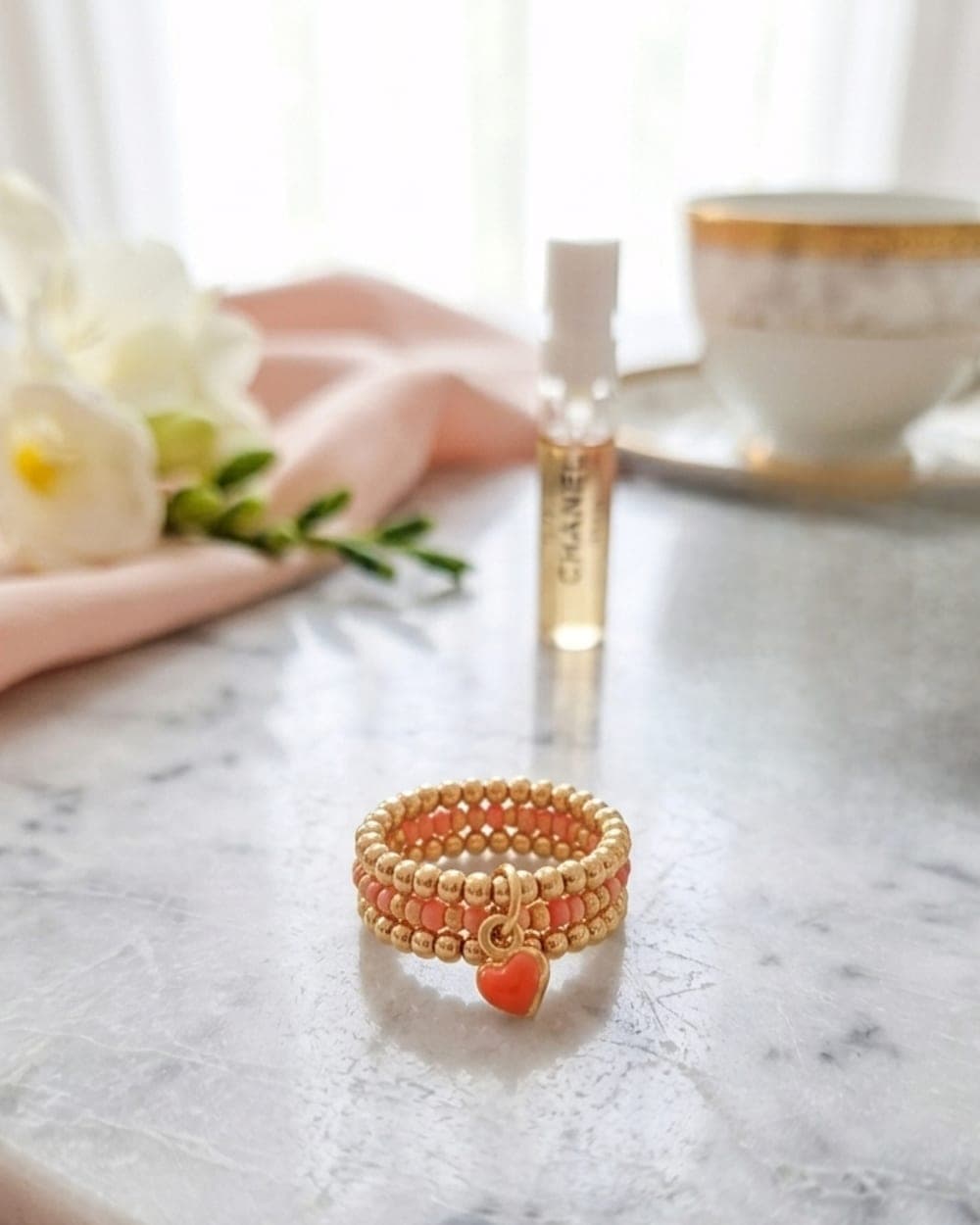 Bague Cœur Corail — Perles & Breloque — vue 1